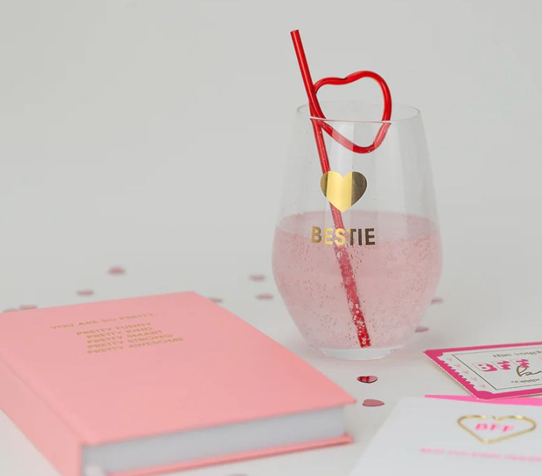 Gold foil stemless wine glass best friend gift drinkware from Poughkeepsie NY boutique
