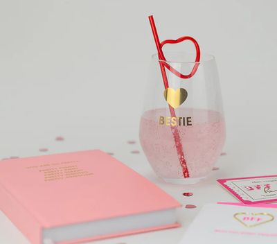 Gold foil stemless wine glass best friend gift drinkware from Poughkeepsie NY boutique
