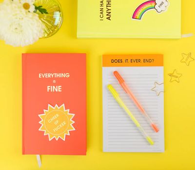  Bright tangerine lined notepad funny quote stationery from Poughkeepsie NY boutique
