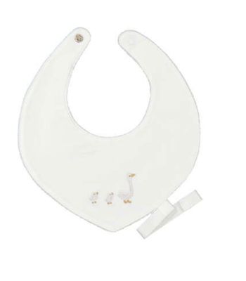 Mayoral silver white goose bib for baby feeding accessory from Poughkeepsie NY boutique
