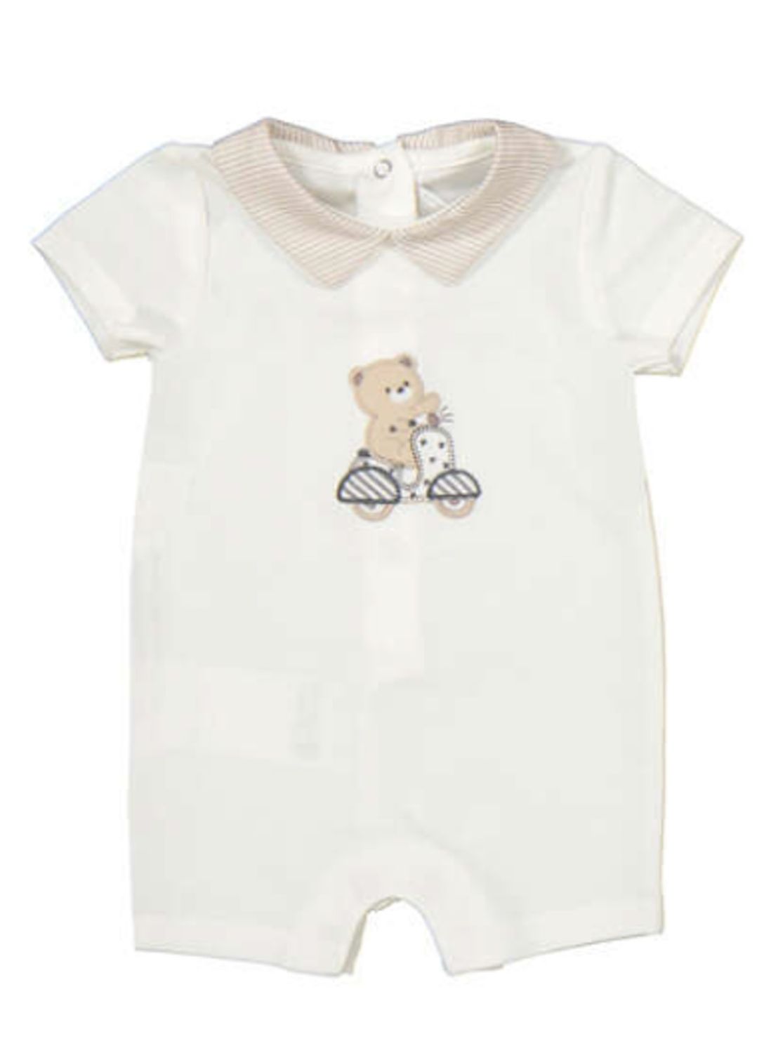 Teddy Bear on Bike Short Romper, Size: 0-1. Newborn