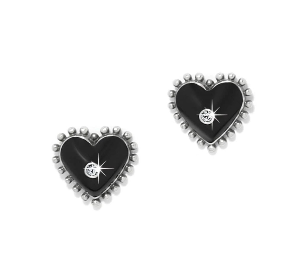 Brighton Amour heart post earrings silver and black women’s jewelry from Poughkeepsie NY boutique
