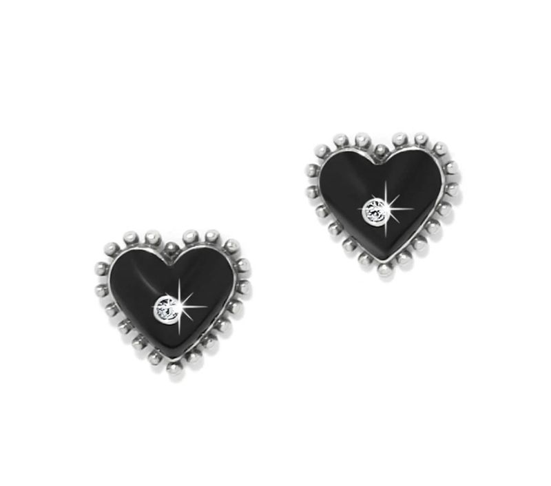 Brighton Amour heart post earrings silver and black women’s jewelry from Poughkeepsie NY boutique
