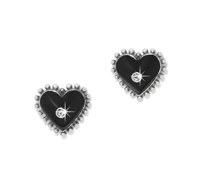 Brighton Amour heart post earrings silver and black women’s jewelry from Poughkeepsie NY boutique
