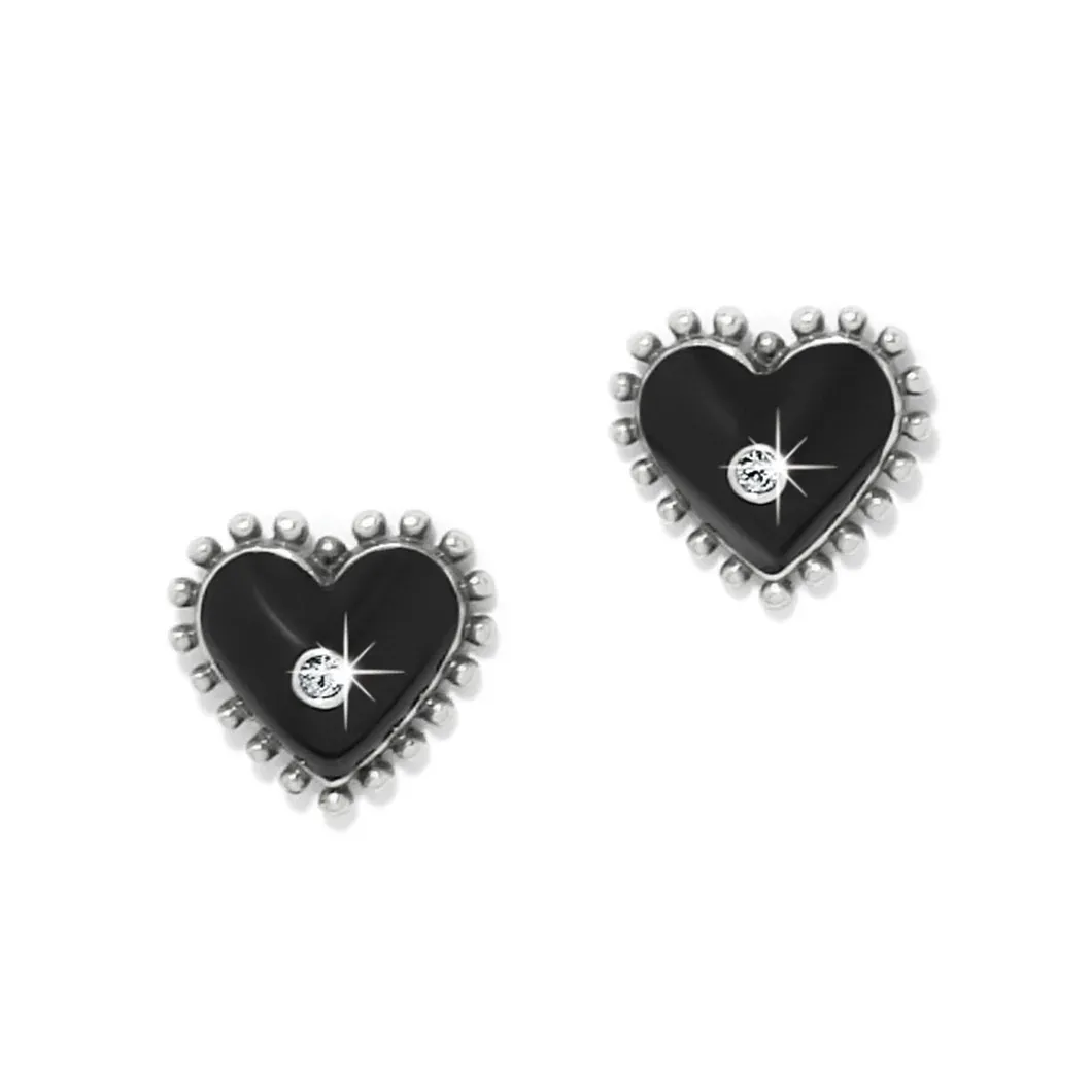 Silver &amp; Black Pretty Tough Amour Heart Post Earrings