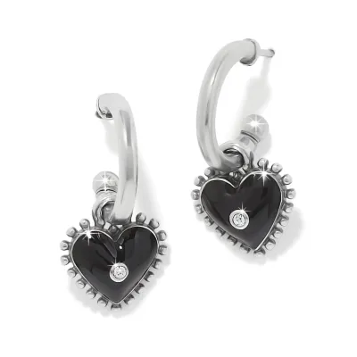 Silver &amp; Black Pretty Tough Amour Heart Post Drop Earrings