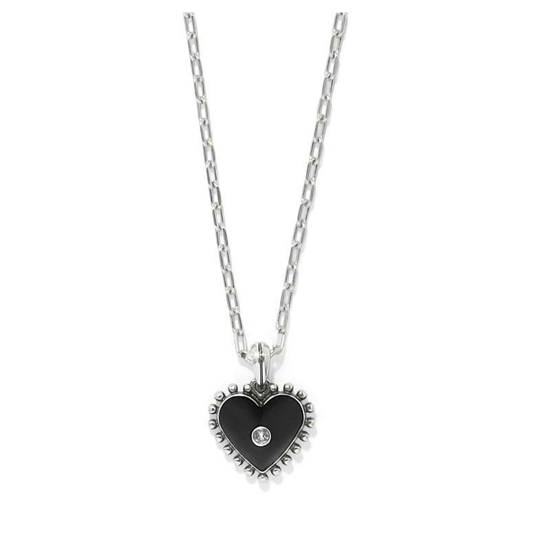 Brighton Amour heart necklace silver and black women’s jewelry from Poughkeepsie NY boutique
