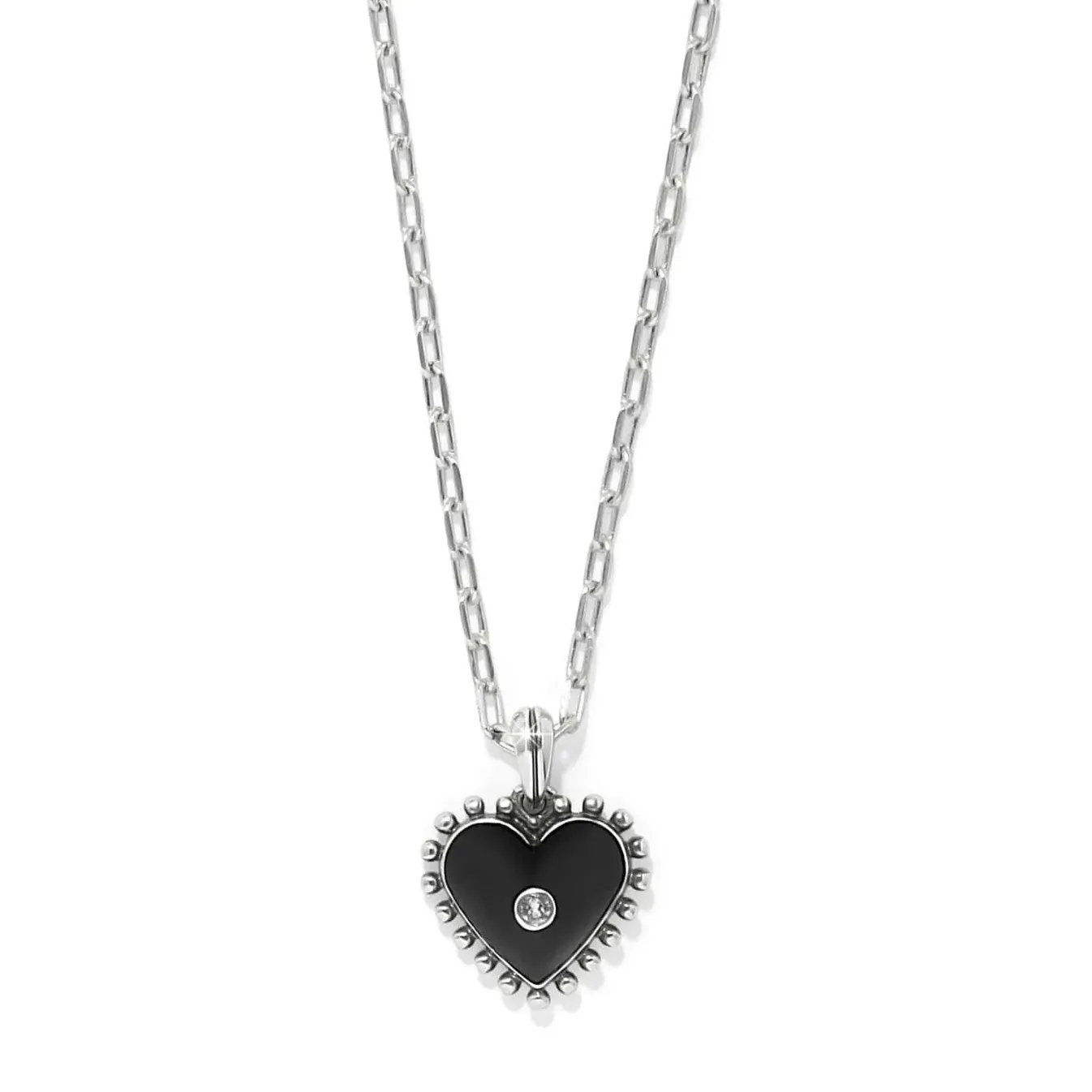 Silver &amp; Black Pretty Tough Amour Heart Necklace