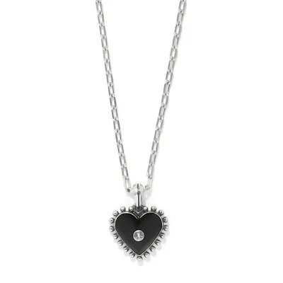 Silver &amp; Black Pretty Tough Amour Heart Necklace