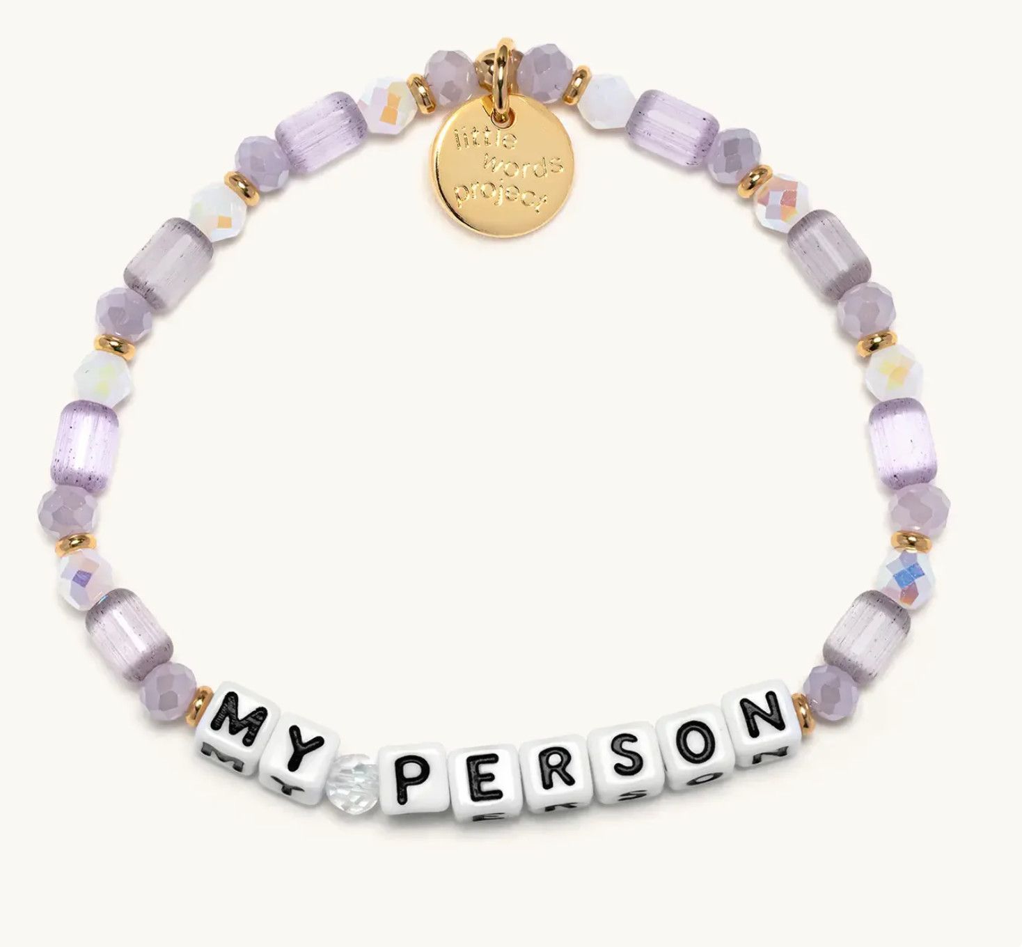 Little Words Project beaded bracelet with inspirational word design
