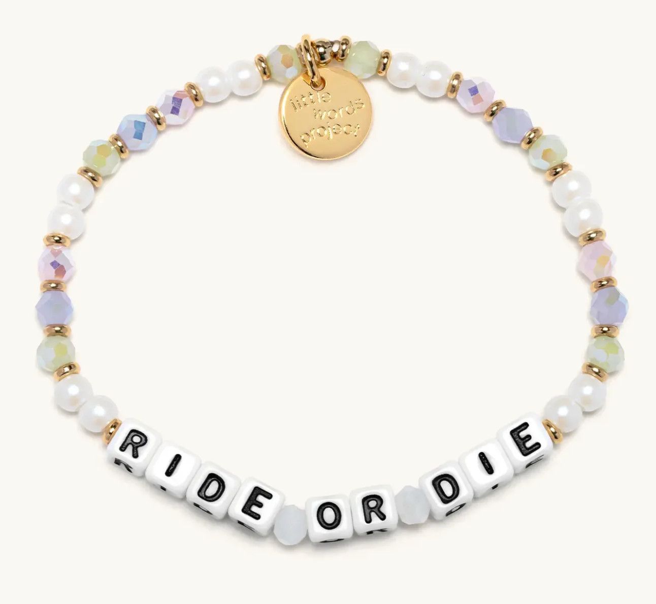 Little Words Project beaded bracelet with inspirational word design
