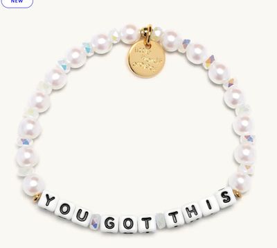 Little Words Project beaded bracelet with inspirational word design
