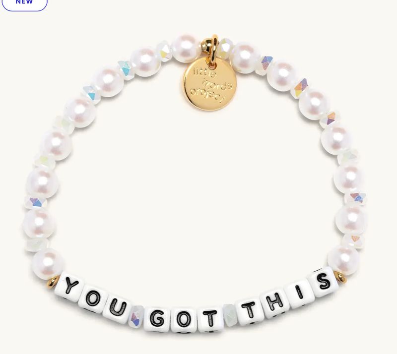 Little Words Project beaded bracelet with inspirational word design
