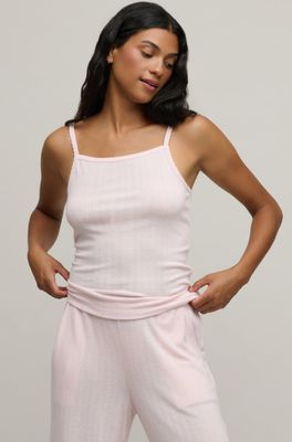 Pointelle rib tank with scallop trim detail
