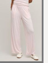 Pointelle Rib Pant With Scallop Trim, Color: Pink Sand, Size: small