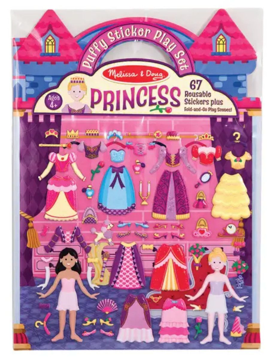 Melissa &amp; Doug Princess Dress Up Puffy Stickers reusable princess themed sticker set for creative play at Daffodils Gift Shop