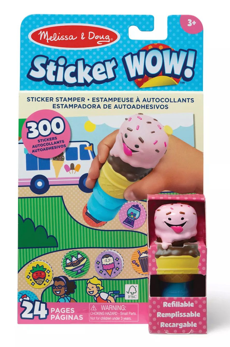 Melissa &amp; Doug Sticker WOW Ice Cream activity pad with sticker stamper for creative play at Daffodils Gift Shoppe