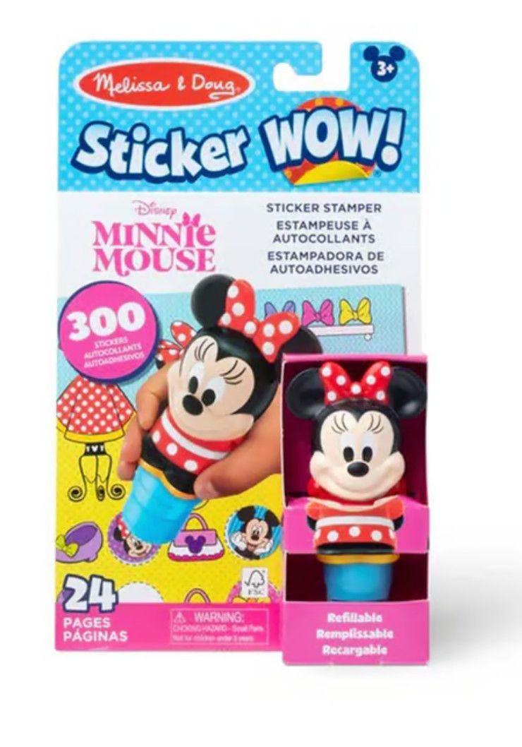 Melissa &amp; Doug Sticker WOW Minnie Mouse activity pad with sticker stamper for creative play at Daffodils Gift Shoppe
