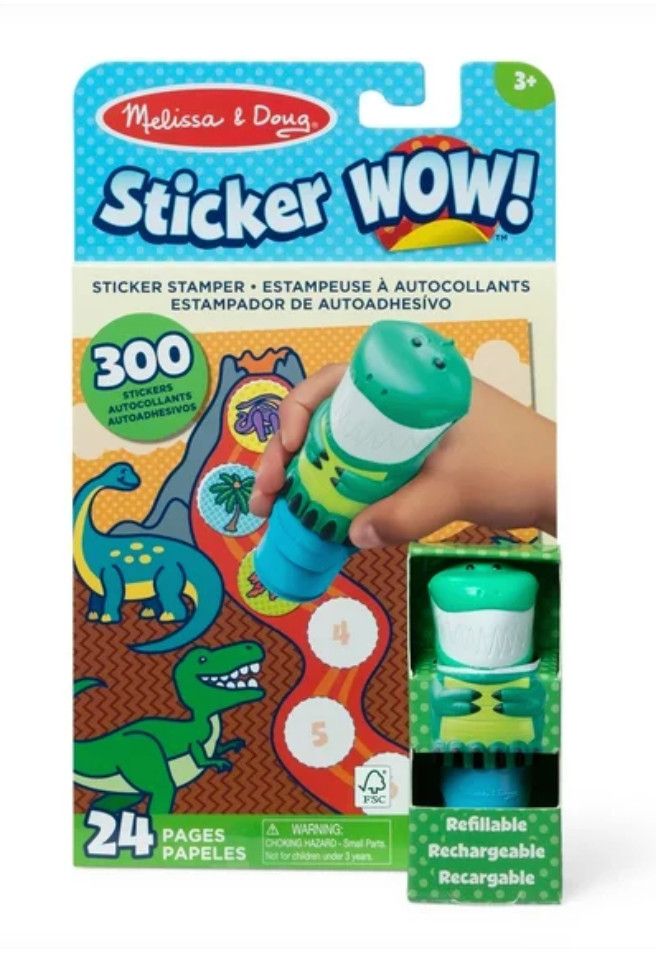 Melissa &amp; Doug Sticker WOW Dinosaur activity pad with sticker stamper for creative play at Daffodils Gift Shoppe