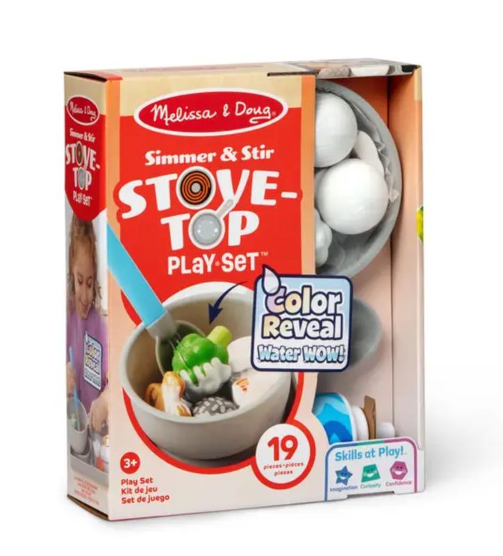 Melissa &amp; Doug Simmer &amp; Stir stove top pretend play cooking set with pots and utensils at Daffodils Gift Shoppe boutique
