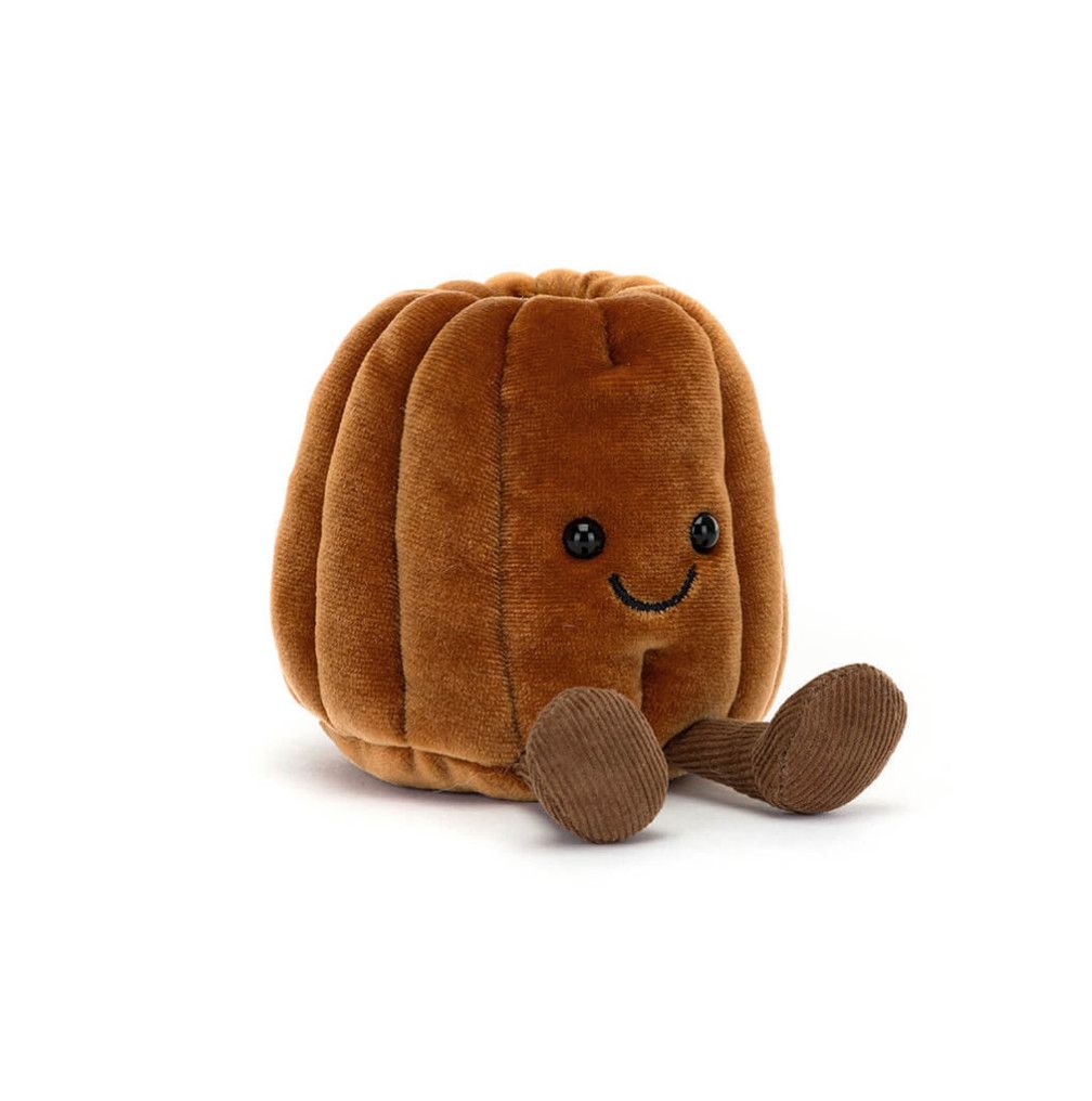 Jellycat Amuseables Carole Canelé plush shaped like a French pastry with soft textured design and smiling face