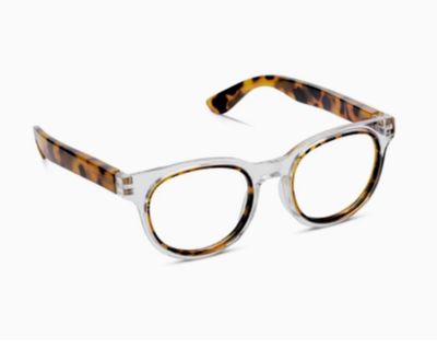 Peepers Olympia Clear Tokyo Tortoise blue light reading glasses with clear and tortoise frame

