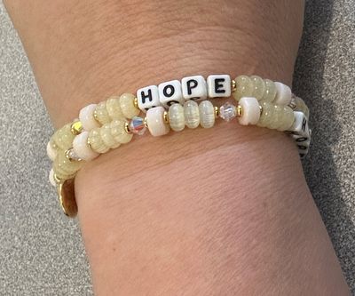 Little Words Project beaded bracelet with inspirational word design, colorful stretch style perfect for stacking or gifting.