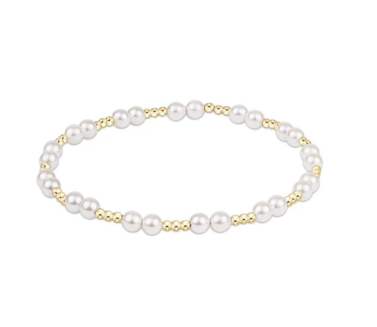 Dainty 4mm pearl beaded bracelet with classic stretch design, elegant minimalist jewelry perfect for everyday wear or stack