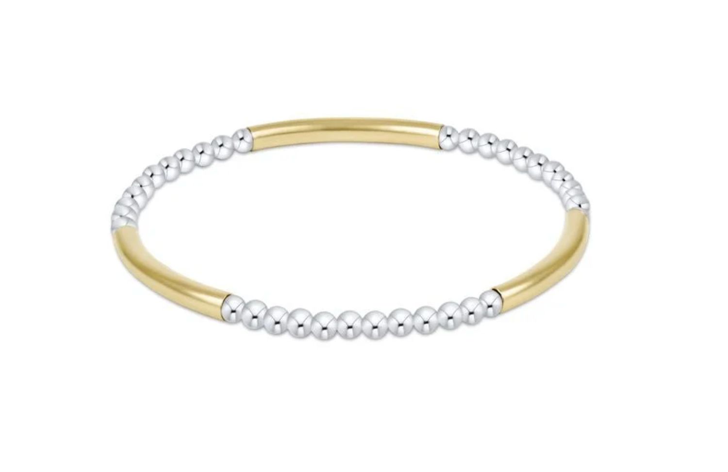 enewton 3mm mixed metal beaded stretch bracelet with bliss bar pattern, gold and silver design for stacking or daily wear.