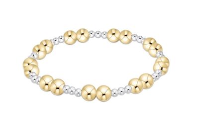 enewton 6mm mixed metal beaded stretch bracelet with gold and silver beads, bold style perfect for stacking or daily wear.