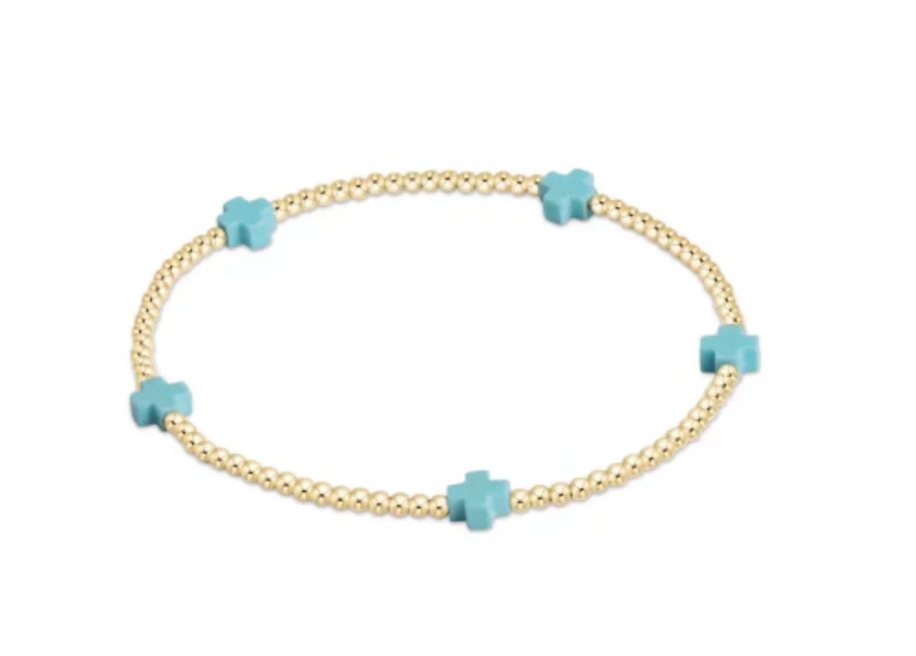 Dainty 2mm gold beaded bracelet with small signature cross charm by enewton, perfect for everyday wear or stacking