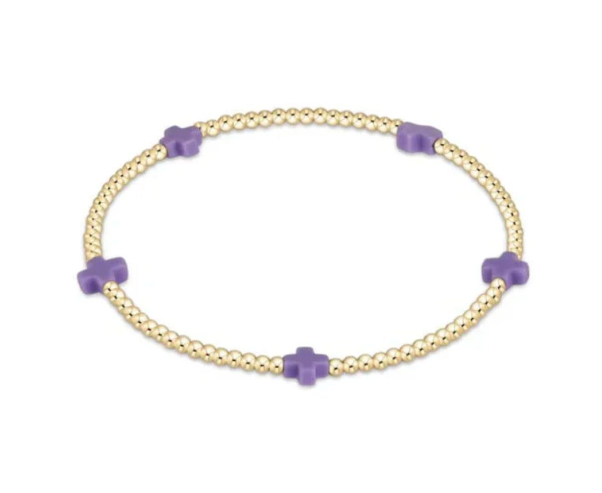 Dainty 2mm gold beaded bracelet with small signature cross charm by enewton, perfect for everyday wear or stacking