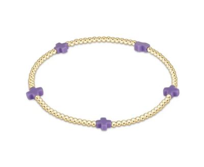  Dainty 2mm gold beaded bracelet with small signature cross charm by enewton, perfect for everyday wear or stacking