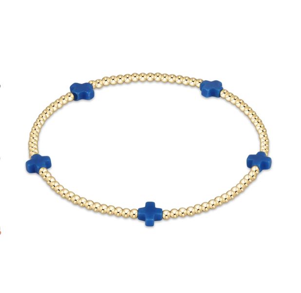Dainty 2mm gold beaded bracelet with small signature cross charm by enewton, perfect for everyday wear or stacking