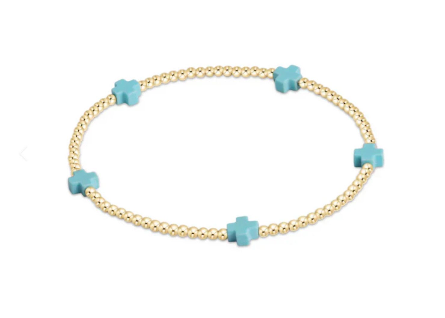  Dainty 2mm gold beaded bracelet with small signature cross charm by enewton, perfect for everyday wear or stacking