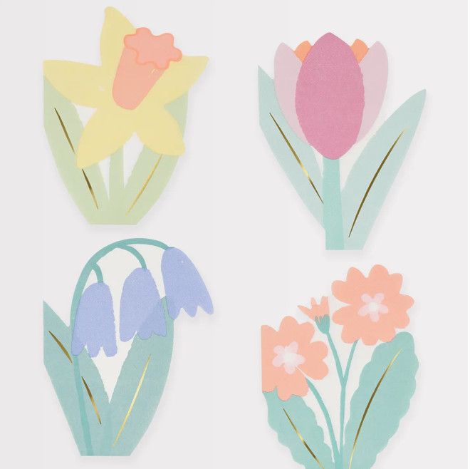 Spring flower napkins with colorful floral pattern, perfect for seasonal tables and gatherings

