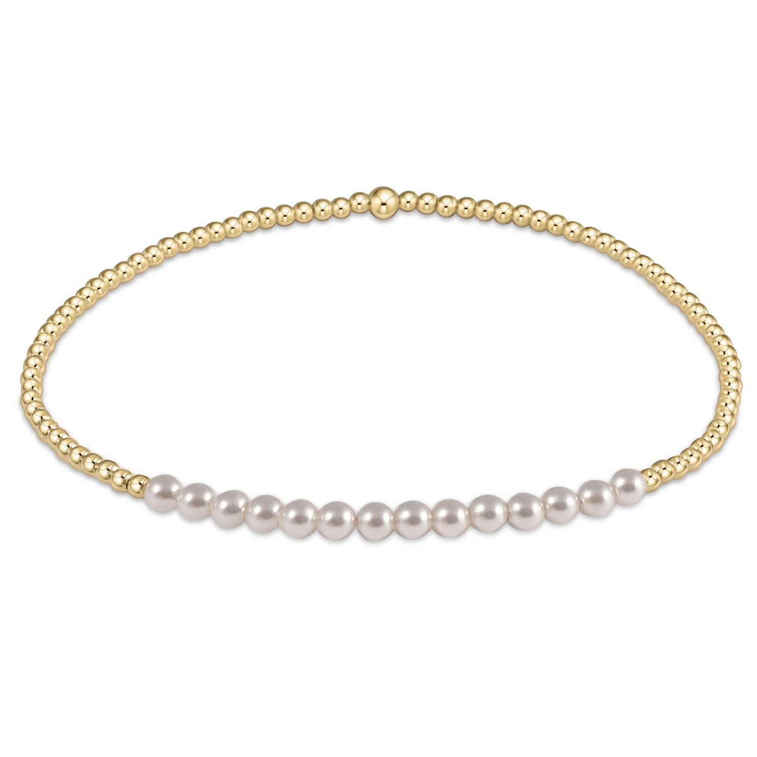 enewton Classic Gold Bliss Pearl Bracelet 3mm with delicate gold beads and small pearl accents
