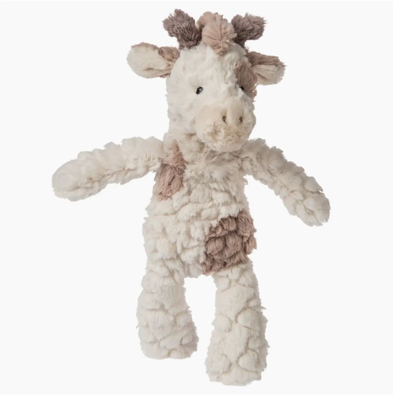 Putty Nursery giraffe plush with ultra-soft neutral fabric and gentle spotted design for babies

