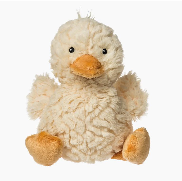 Putty Nursery yellow duck plush with soft fabric and floppy wings, perfect for babies and toddlers
