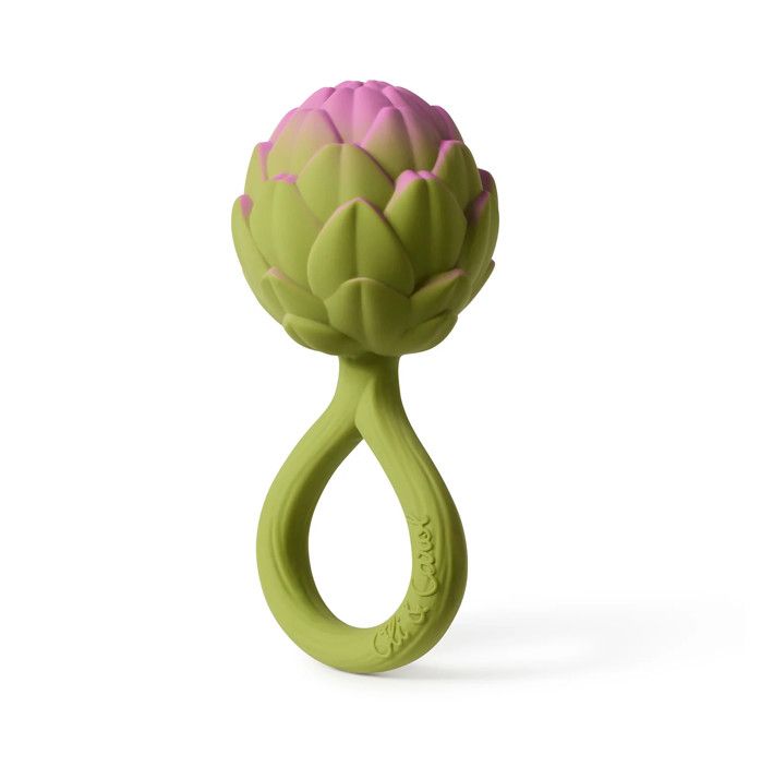 Artichoke baby rattle toy for infants available at our Poughkeepsie NY boutique.