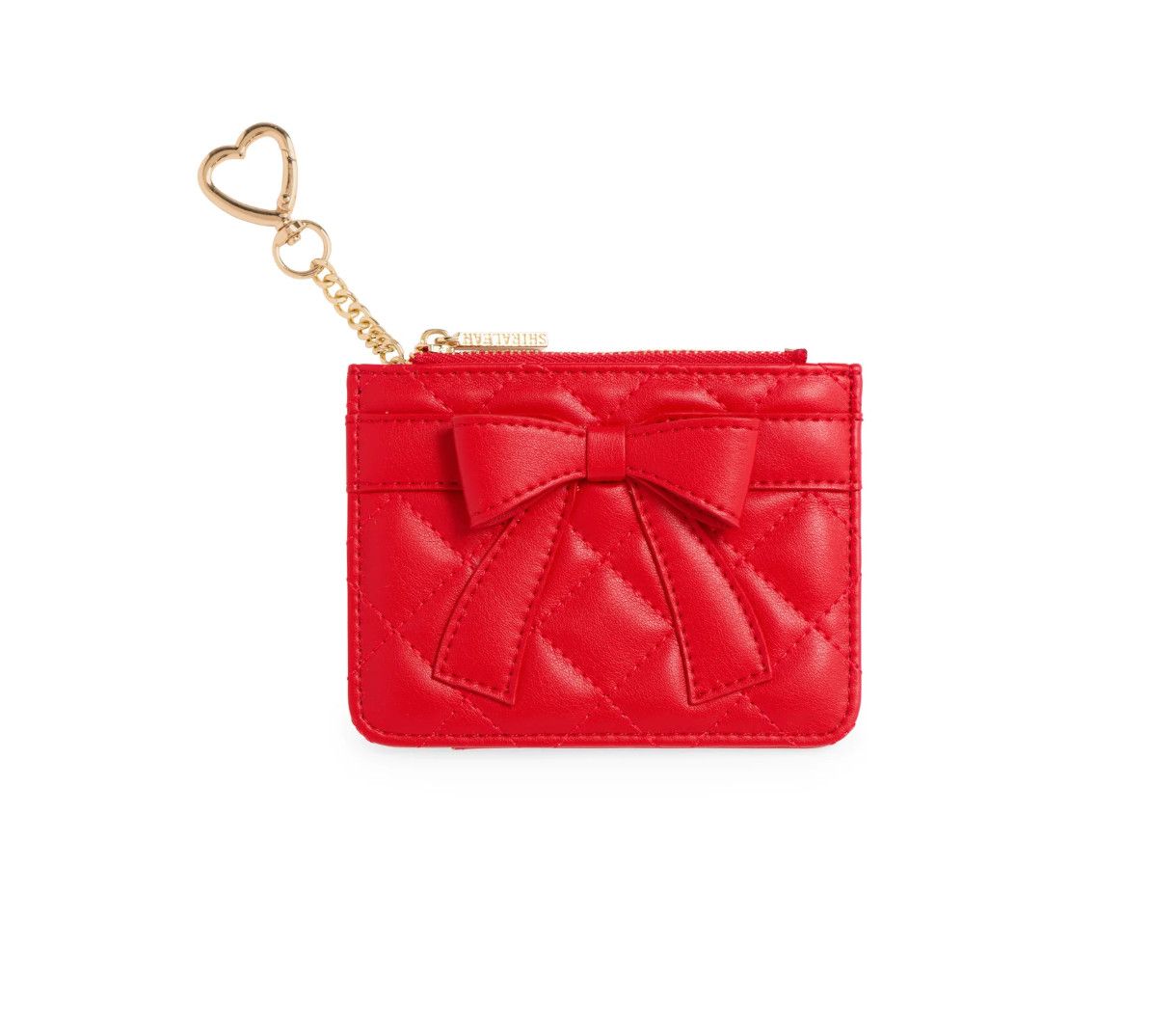 Quilted Bow Card Case Red