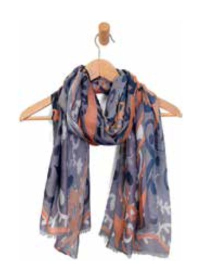 Grey Floral Medallion Scarf