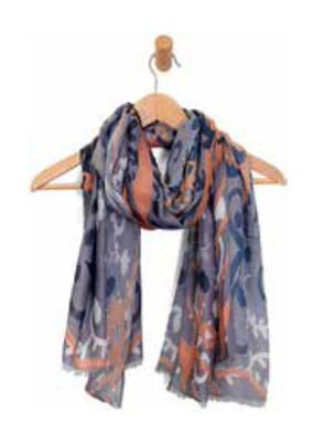 Grey Floral Medallion Scarf