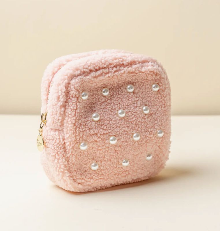 Teddy Pouch Square Pearl Blush