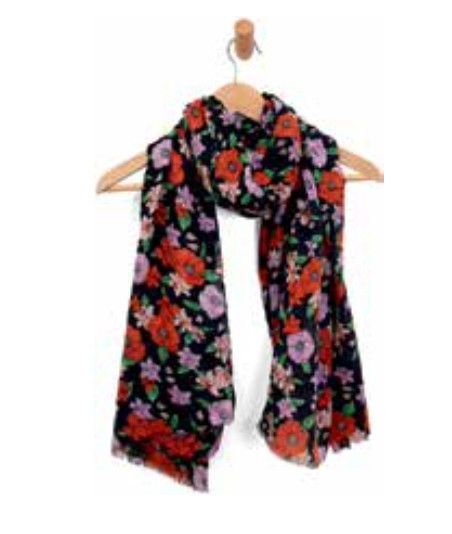 Black Poppy Field Scarf