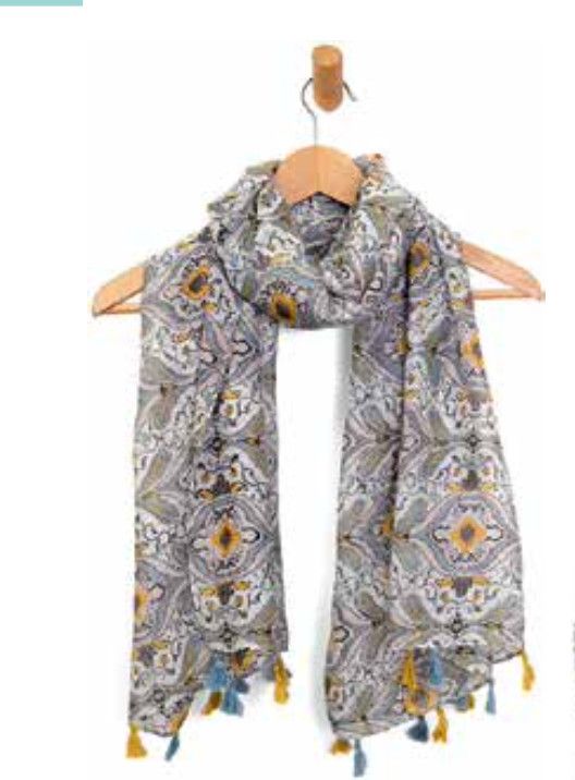 Floral Ogee Tassel Scarf
