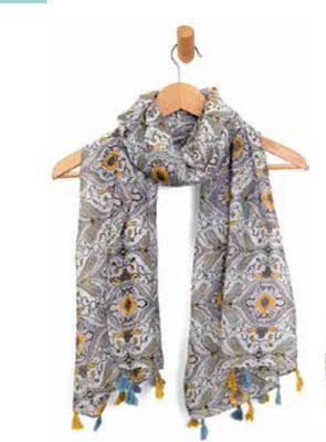 Floral Ogee Tassel Scarf