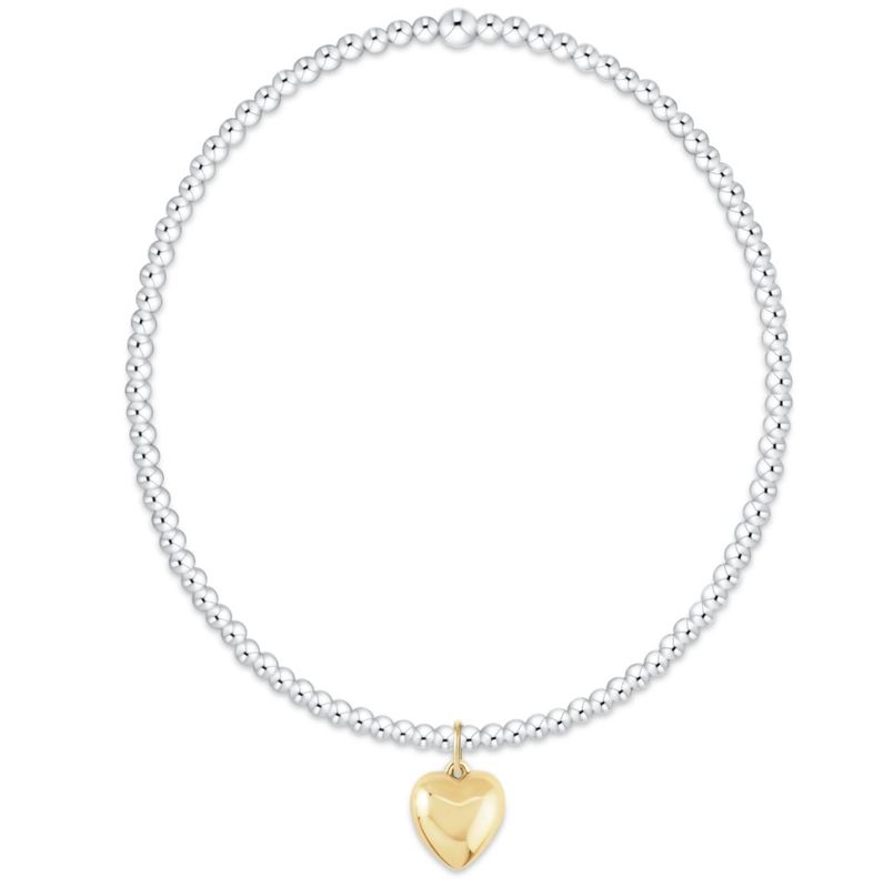 Enewton Classic Mixed Metal 2mm beaded bracelet with Love Plush small gold charm, stackable worry-free wear
