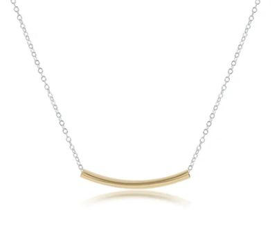 Enewton 16 inch mixed metal Bliss Bar necklace with gold accent, dainty worry-free wear jewelry
