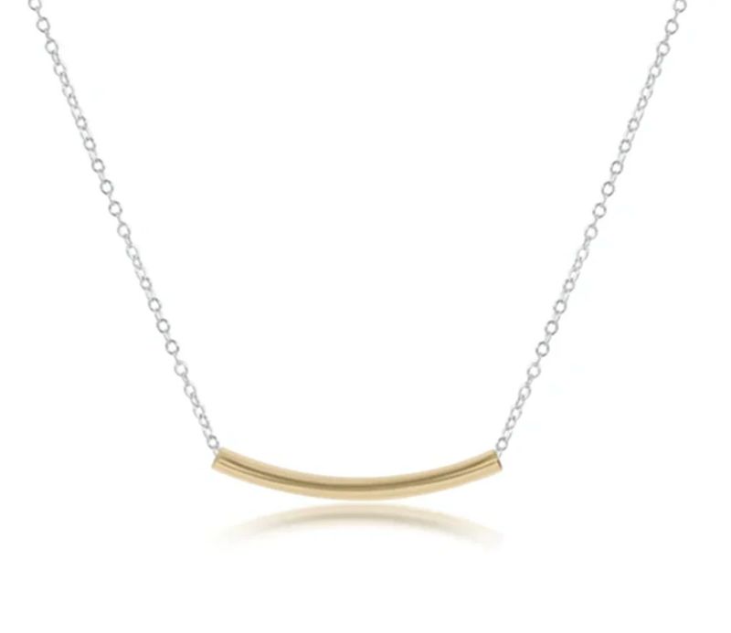 Enewton 16 inch mixed metal Bliss Bar necklace with gold accent, dainty worry-free wear jewelry
